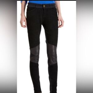 Current/Elliot | Moto black suede jeans, leather knee patches size 29 NWT $650